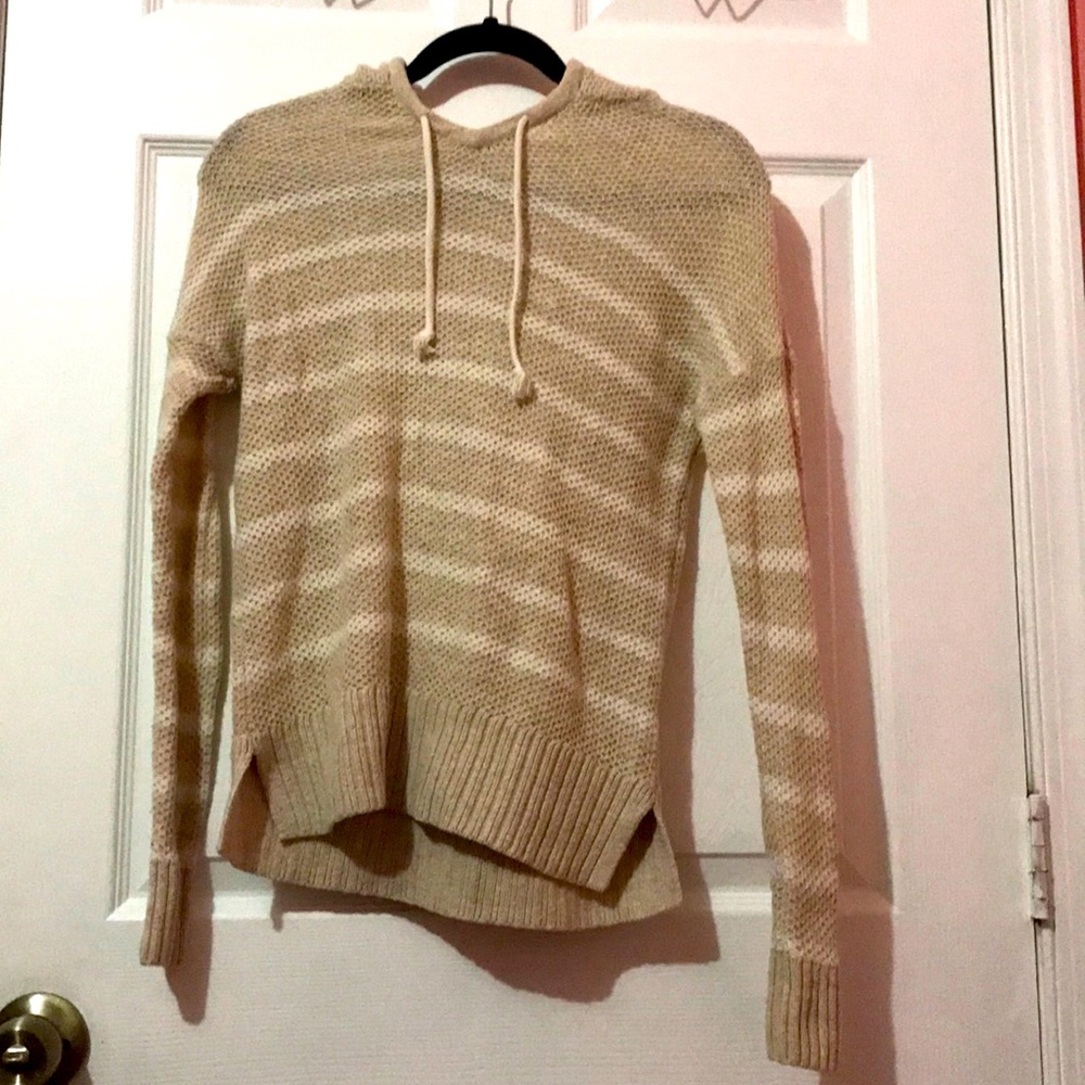 Sonoma beige and white striped hooded blouse